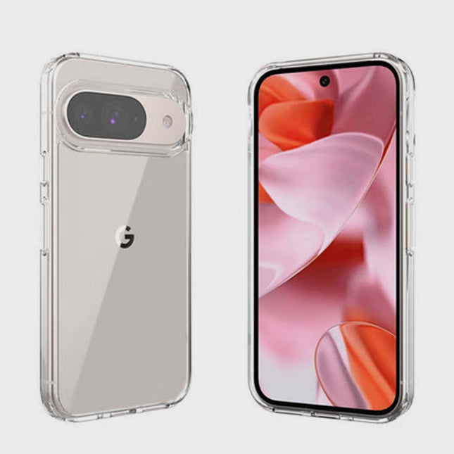 Google Pixel 9 / 9 Pro - Pack de démarrage Étui transparent Fremont, verre trempé, chargeur mural à double port 30 W