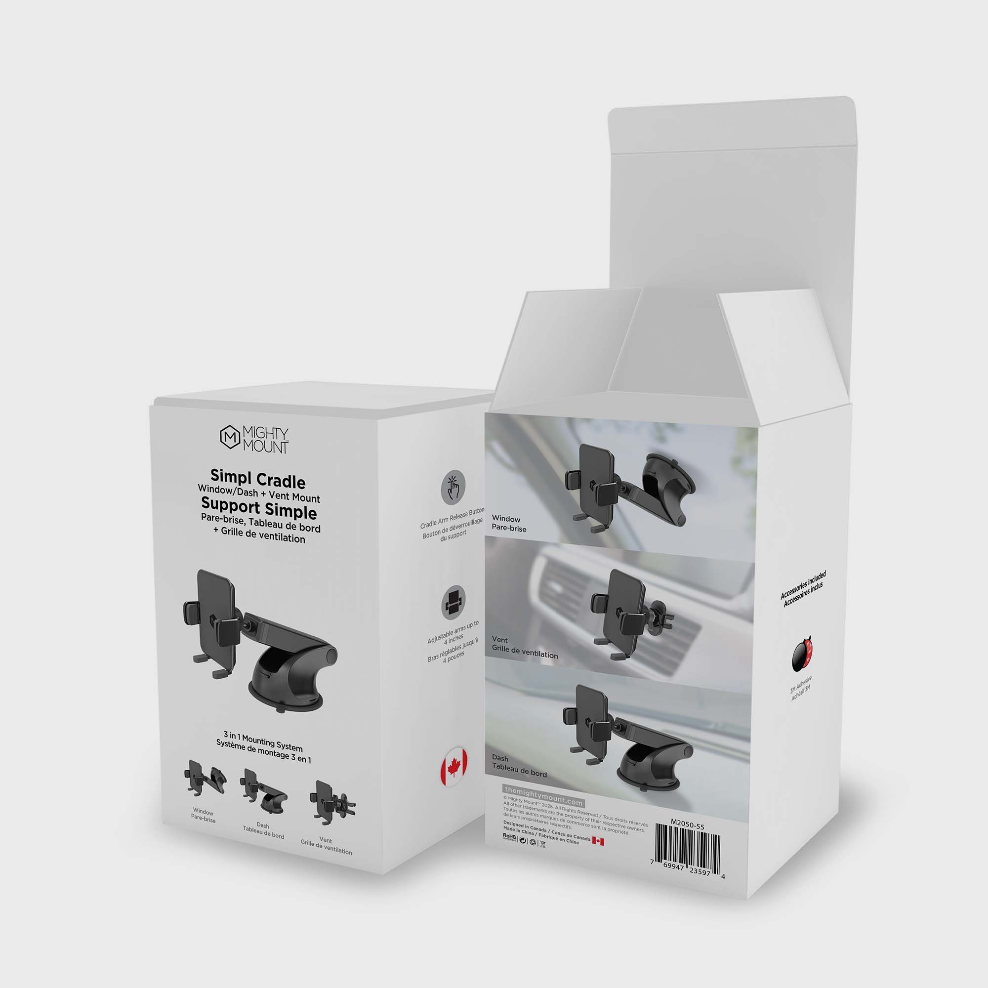 Ensemble berceau simple avec base de montage pour ventilation et tableau de bord