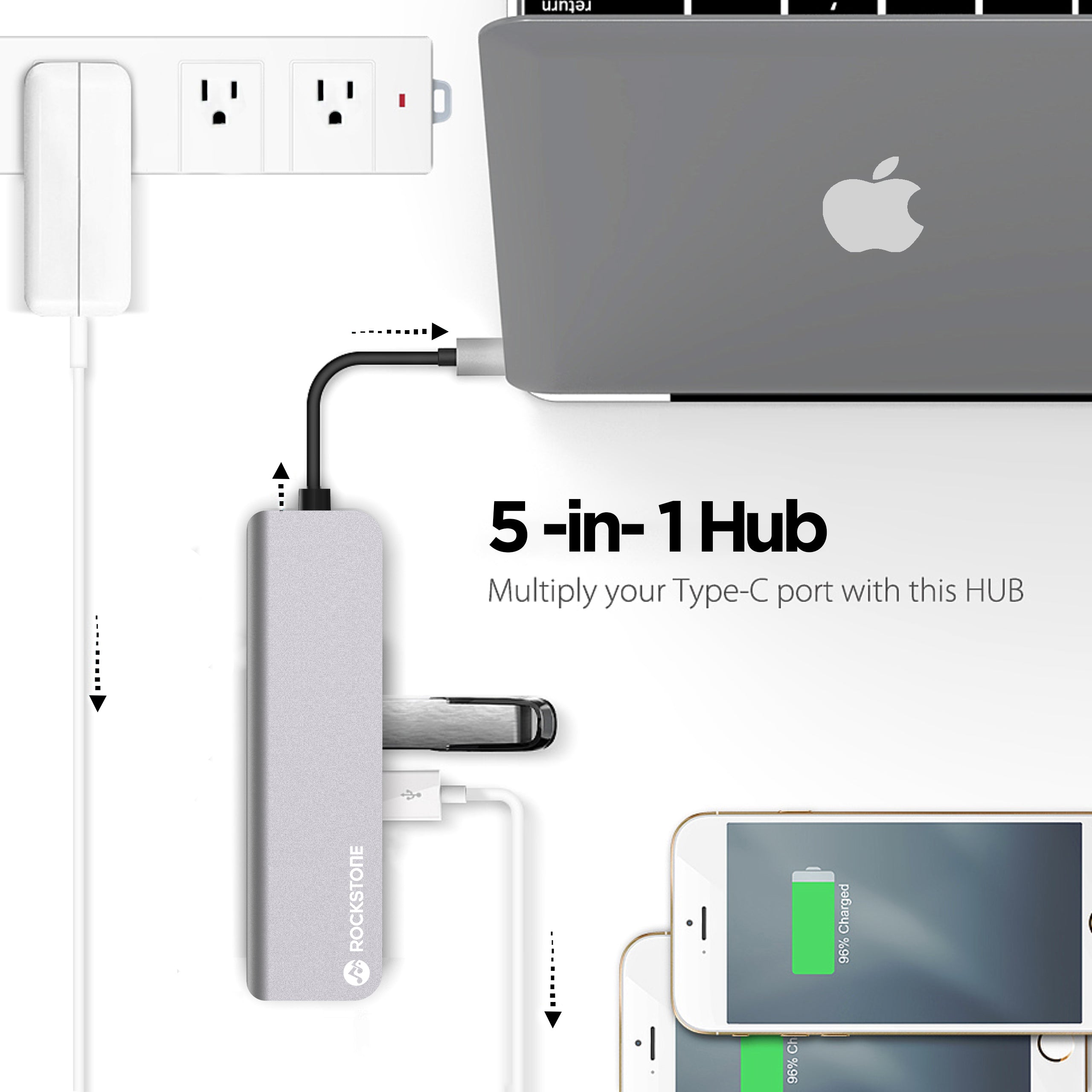 Hub Rockstone USB-C 5-en-1