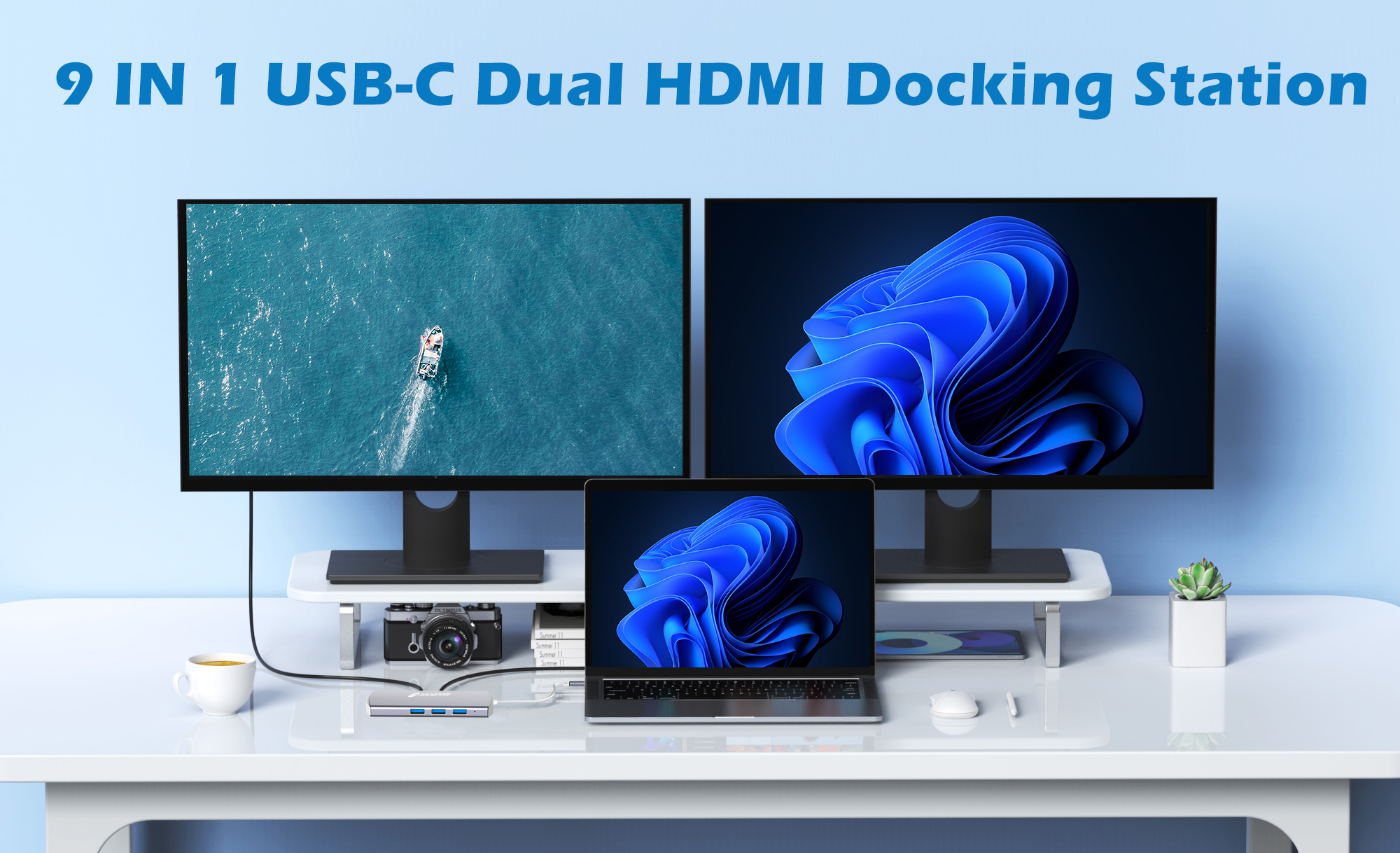 Hub HDMI double USB-C 9-en-1 de Rockstone