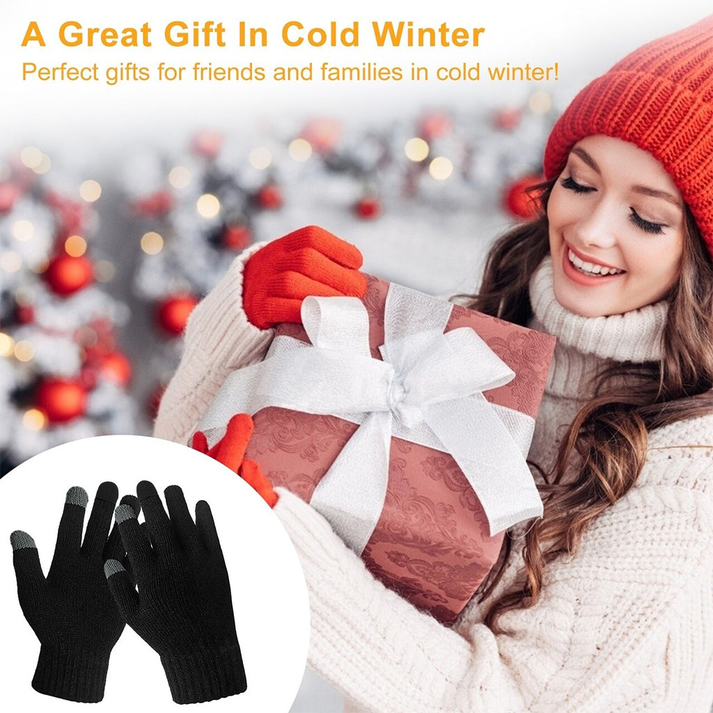 Gants d'hiver à écran tactile (taille unique / unisexe) - Noir