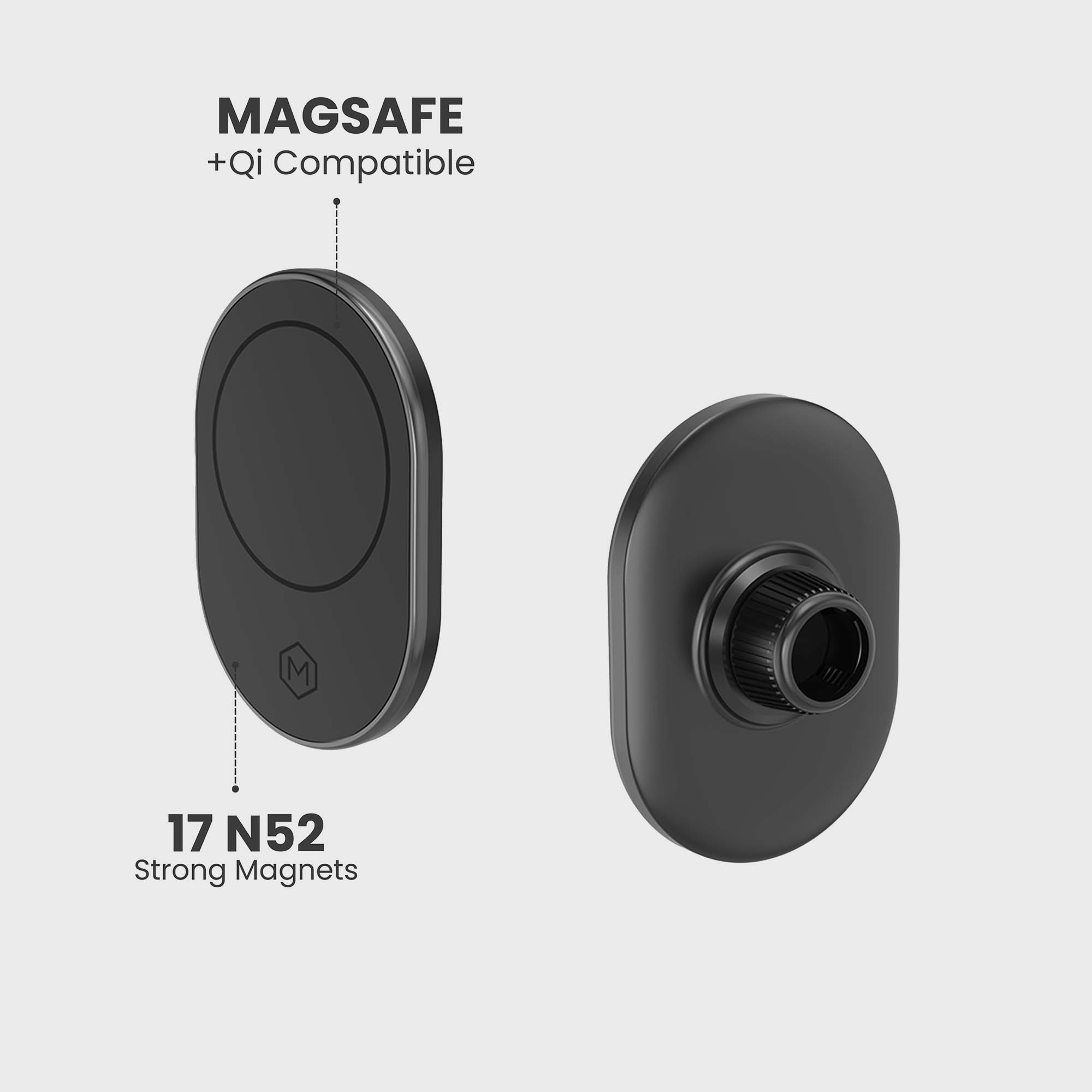 Support magnétique MagSafe combiné avec grille d'aération et base pour tableau de bord