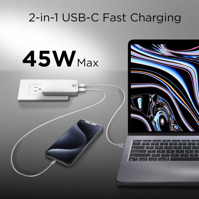 Chargeur mural FlatCharge Dual Port PD 45W de Rockstone