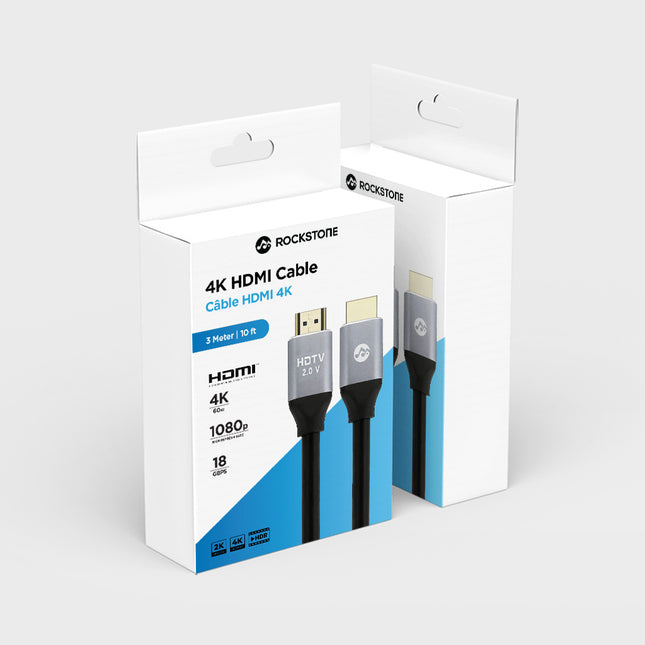 Câble HDMI Rockstone 4K Ultra HD de 3 mètres (10 pieds)