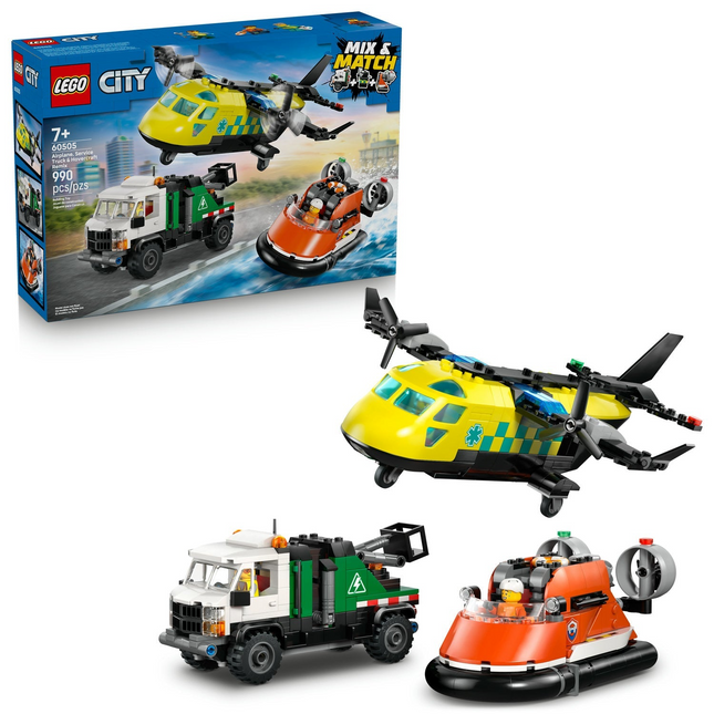 LEGO City - Avion, camion de service et aéroglisseur Remix 60505