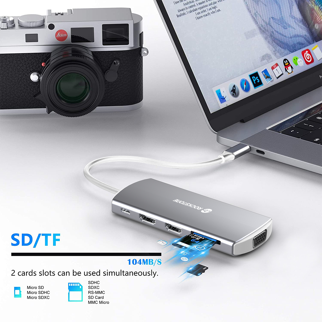 Hub HDMI double USB-C 9-en-1 de Rockstone
