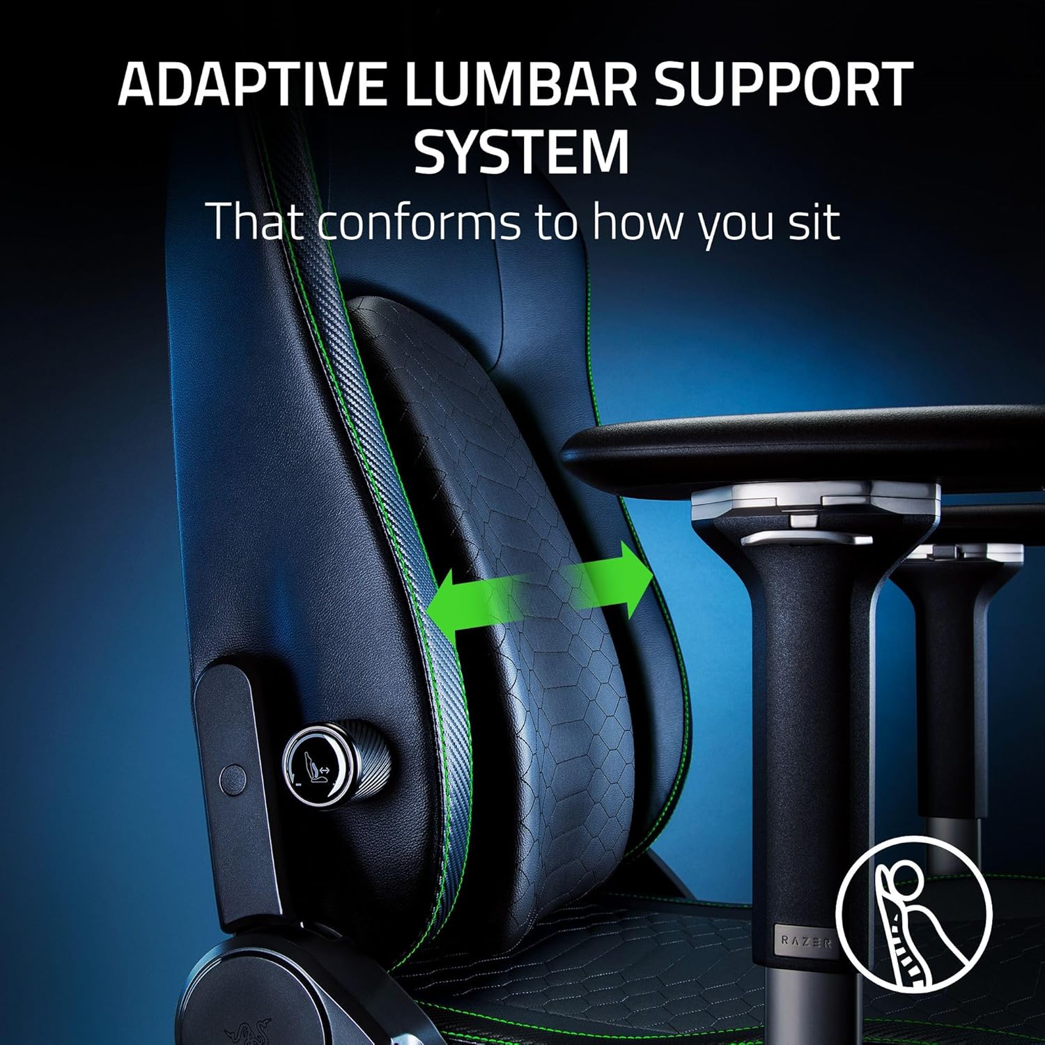 Razer Iskur V2 - Fauteuil gaming avec soutien lombaire adaptatif (Razer Renewed)