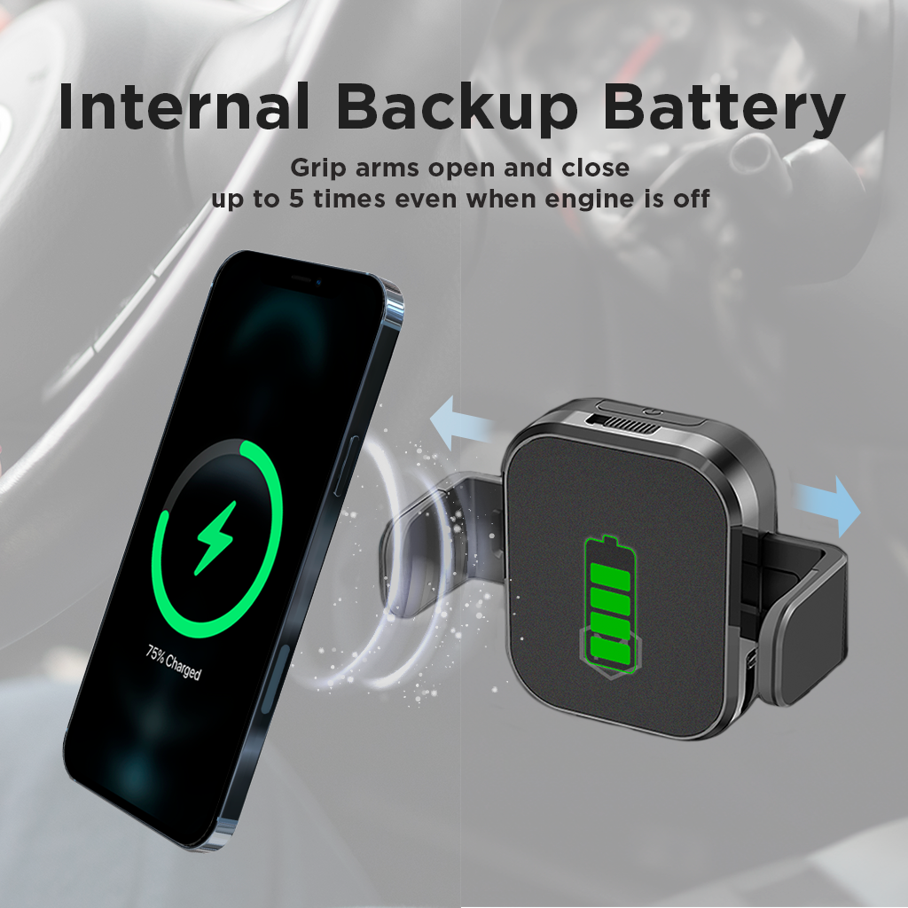Mini Grip Cradle - Chargeur sans fil 15W avec Vent & Dash Mount & PD20 Car charger
