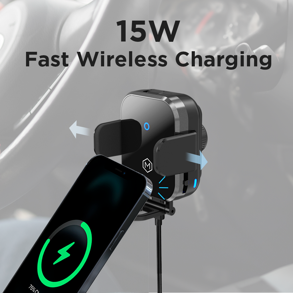 Mini Grip Cradle - Chargeur sans fil 15W avec Vent & Dash Mount & PD20 Car charger