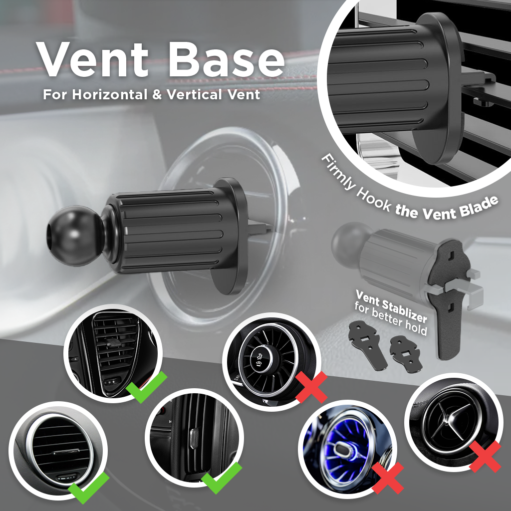 Mini Grip Cradle - Chargeur sans fil 15W avec Vent & Dash Mount & PD20 Car charger