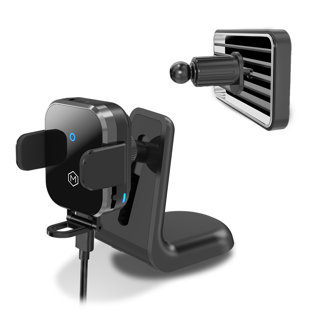 Mini Grip Cradle - Chargeur sans fil 15W avec Vent & Dash Mount & PD20 Car charger