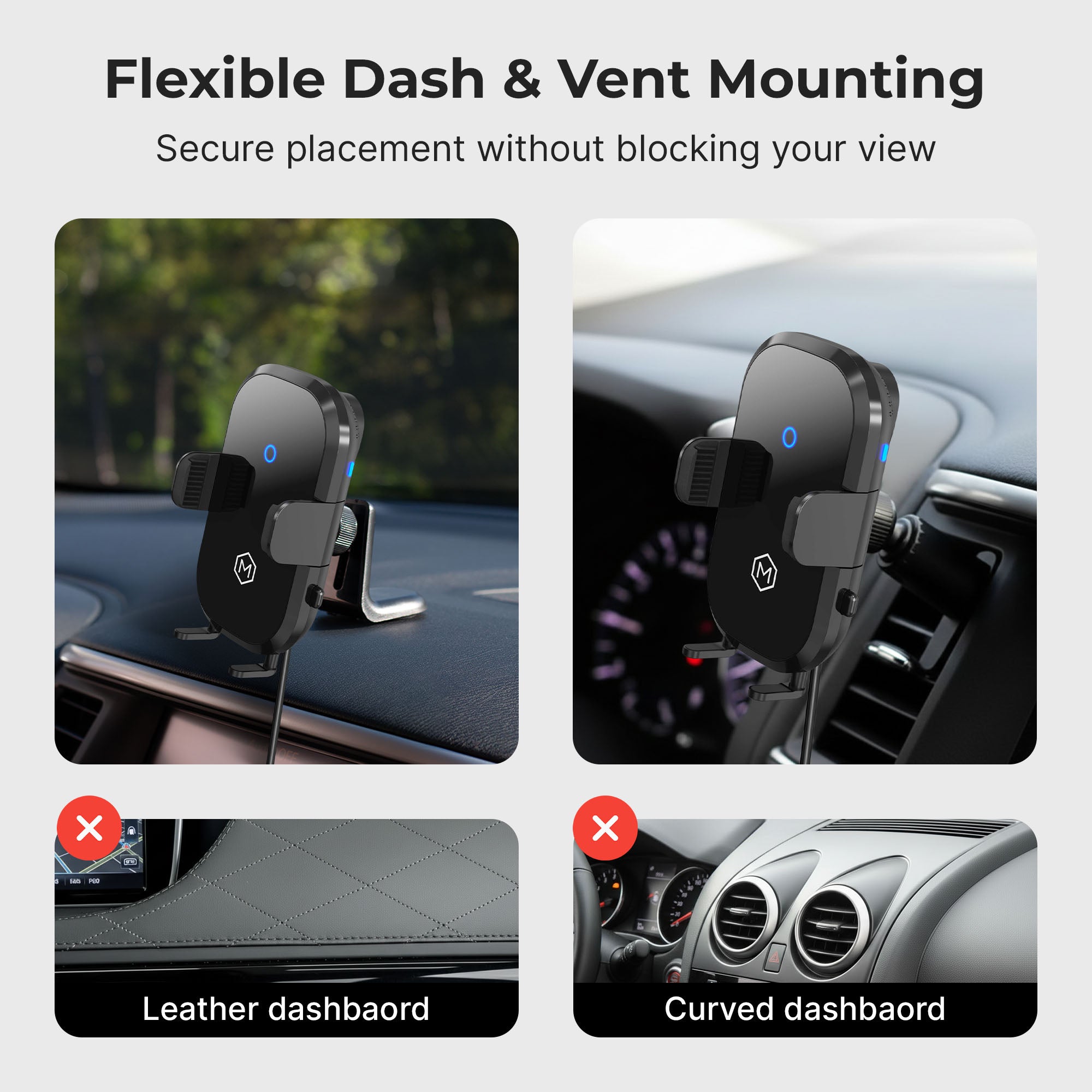 Auto Scan Grip Cradle - Chargeur sans fil 15W avec Vent & Dash Mount & PD20 Car charger