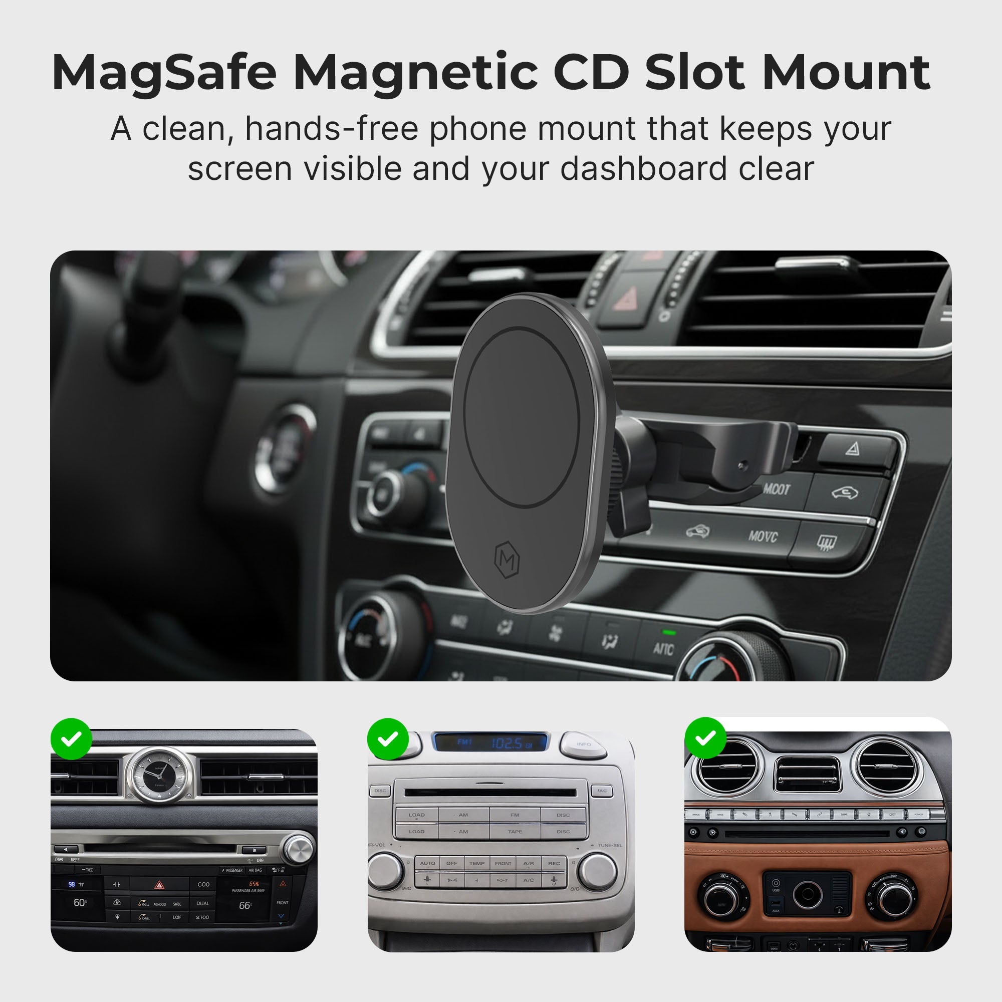 Support de voiture pour CD et téléphone « Mighty Mount » compatible MagSafe