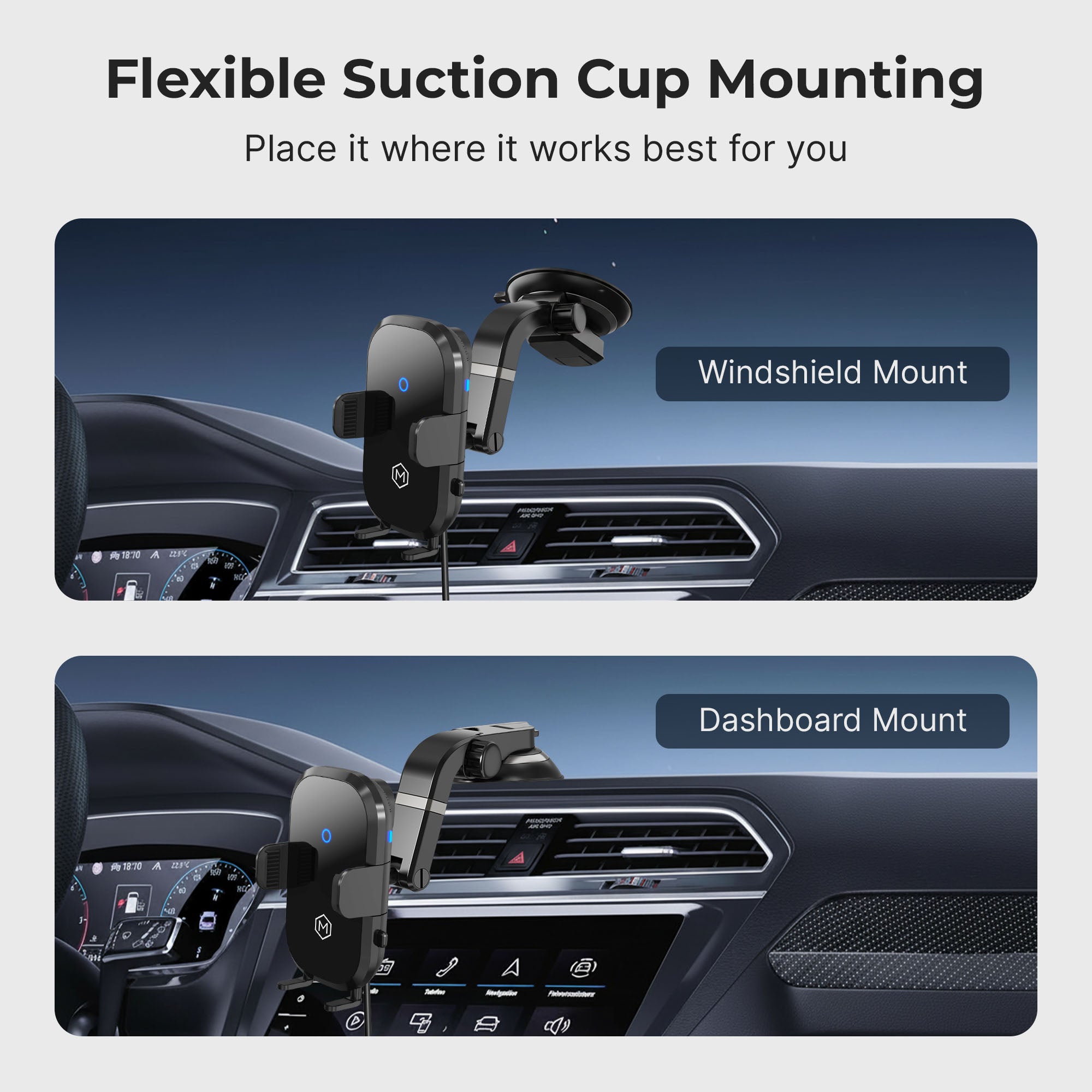 Support de chargeur sans fil Auto Scan rapide pour voiture avec ventouse ajustable à plusieurs angles