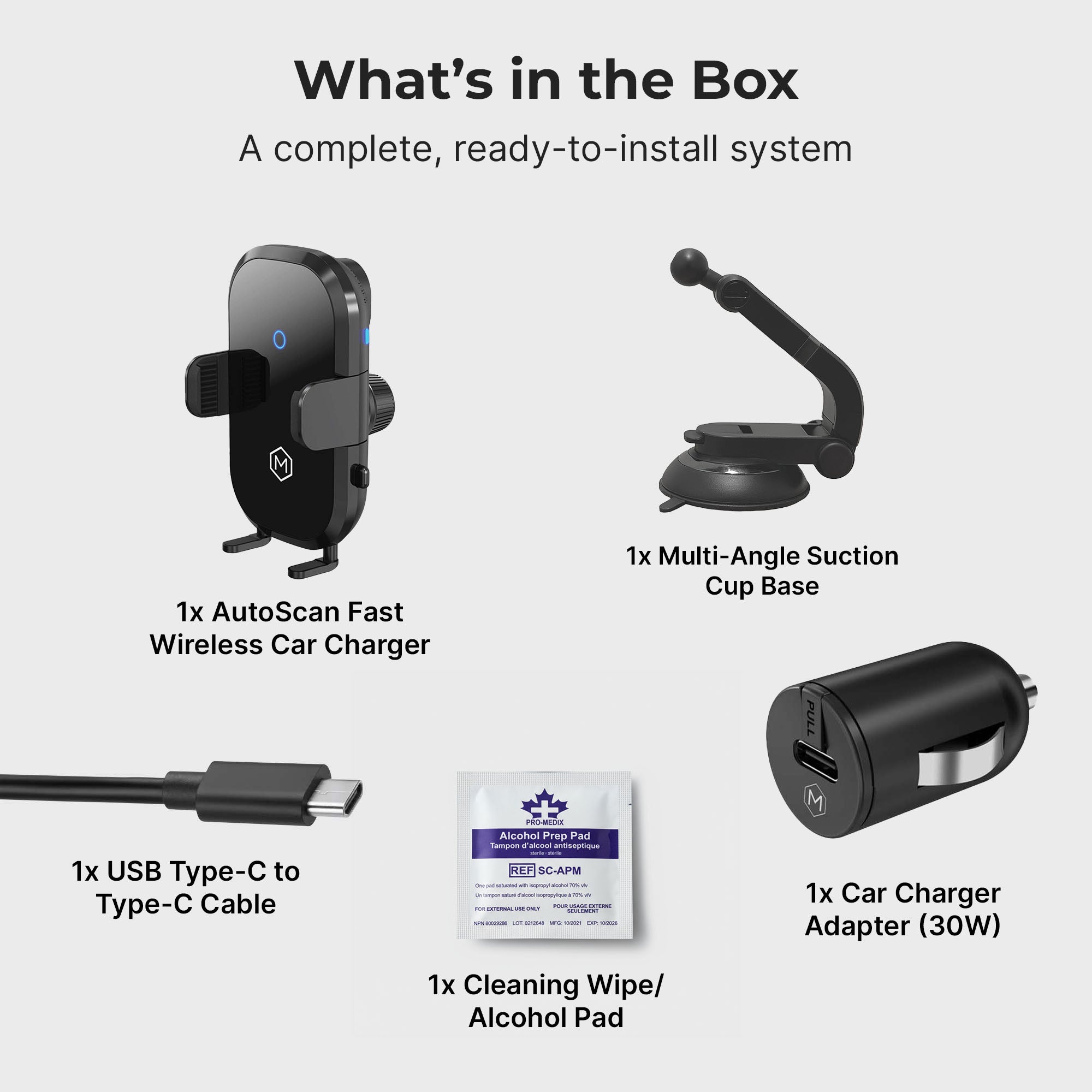 Support de chargeur sans fil Auto Scan rapide pour voiture avec ventouse ajustable à plusieurs angles