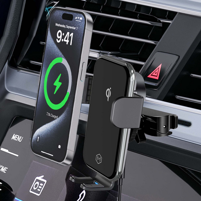 Chargeur de voiture sans fil rapide Mighty Mount Auto Grip avec fixation pour lecteur CD, certifié Qi