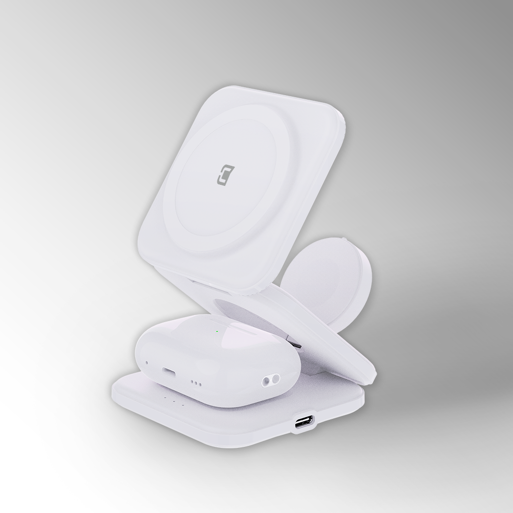 Station de recharge MagSafe 3-en-1 Rockstone – Blanc