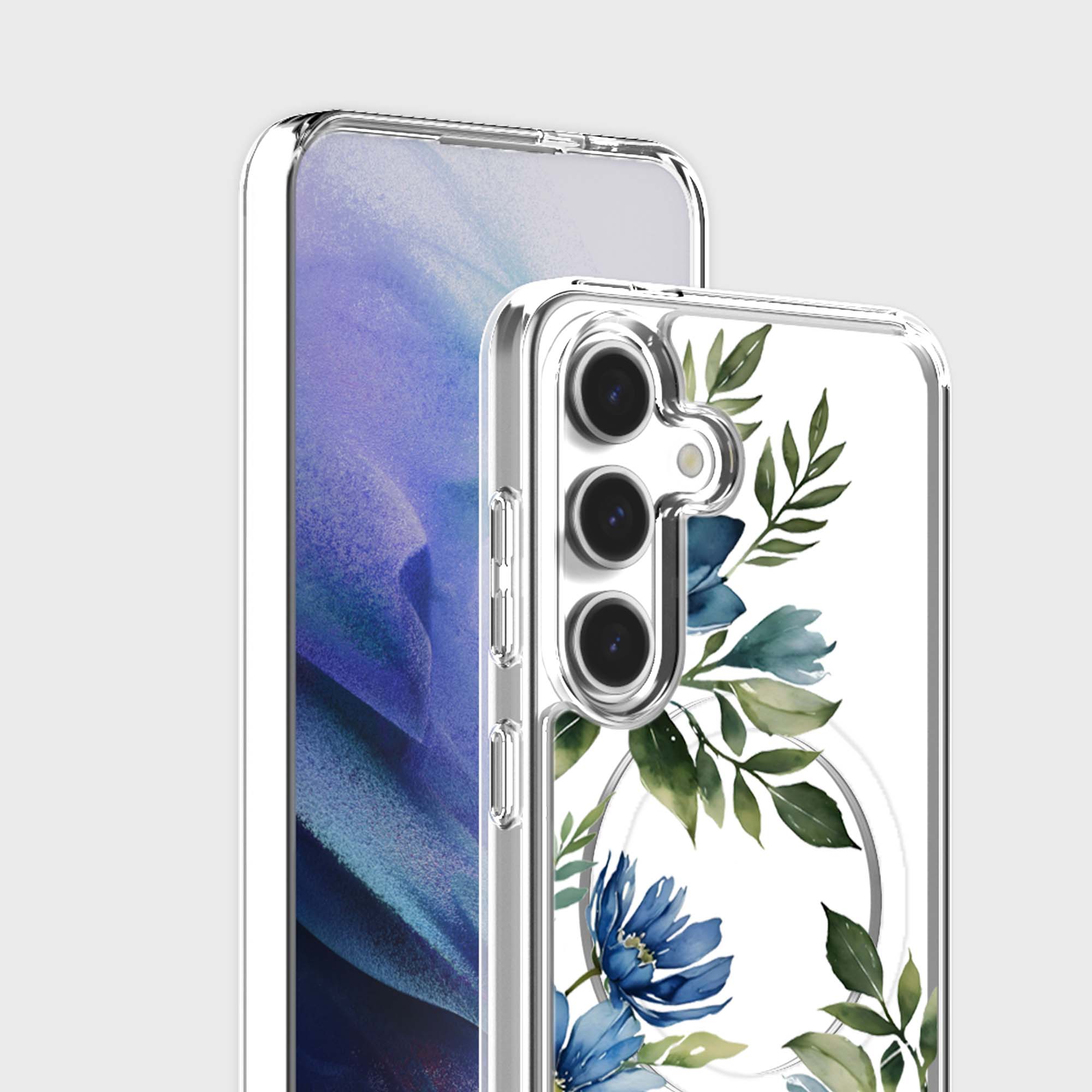 Motif floral bleu - Samsung S26