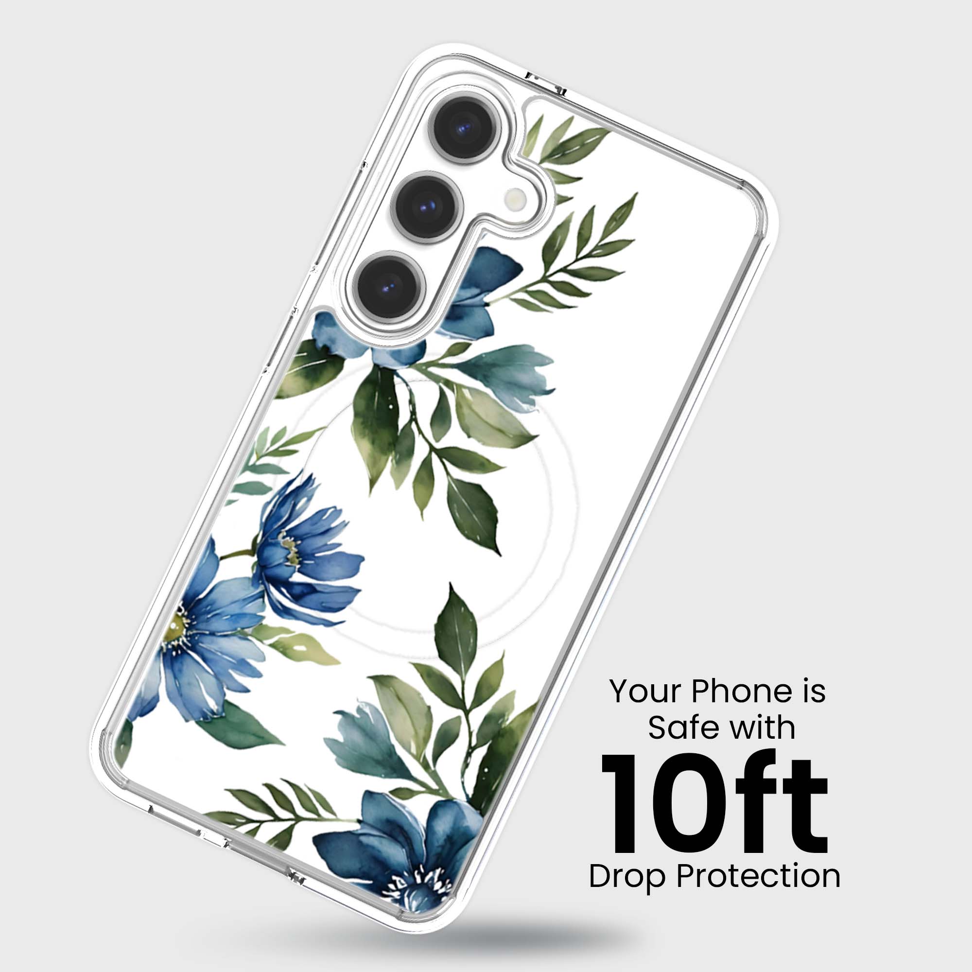 Motif floral bleu - Samsung S26