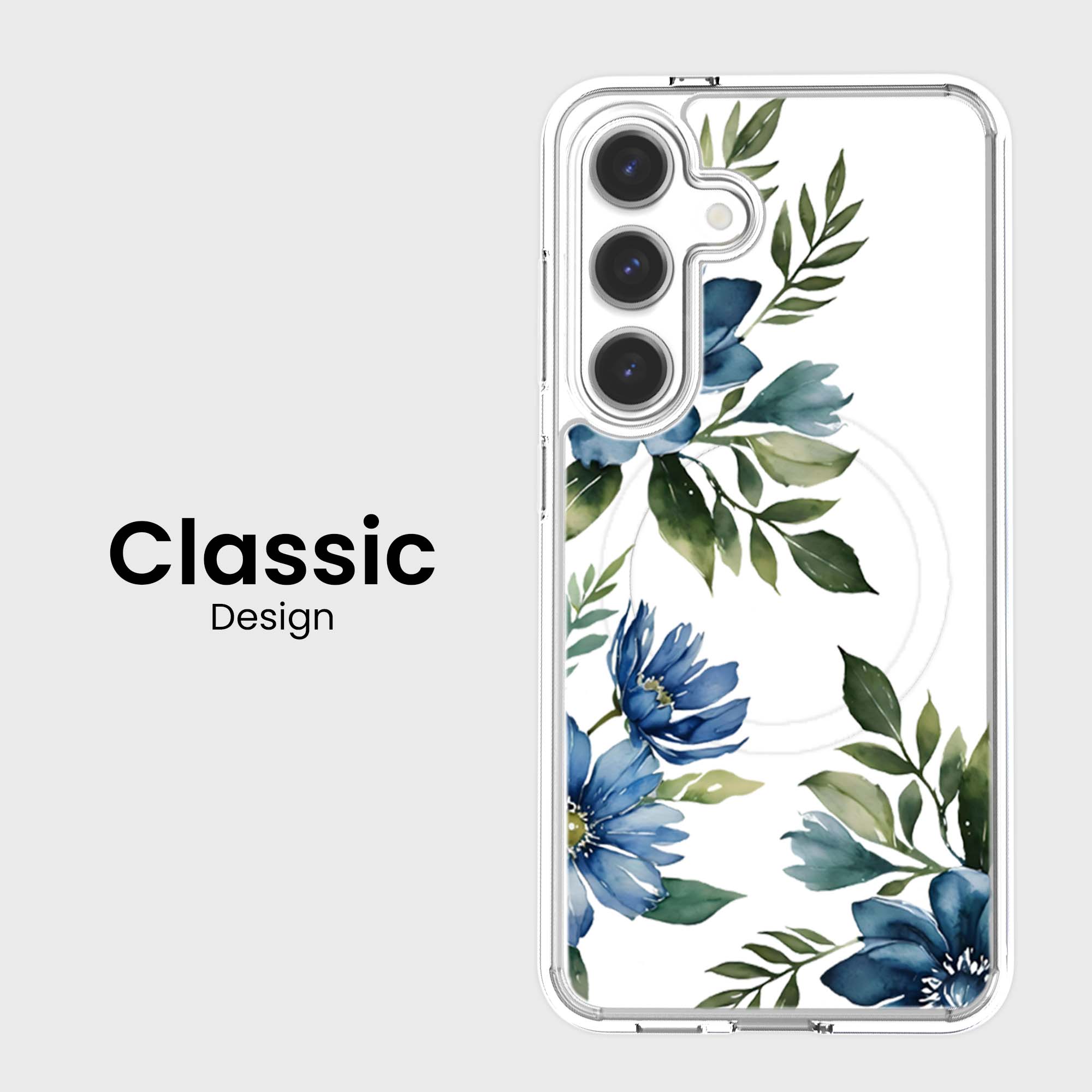 Motif floral bleu - Samsung S26