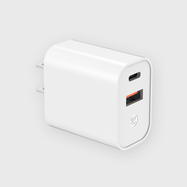 Chargeur mural Pulse Dual Port 30 Watt. 30 watts PD+ 2.4A USB A