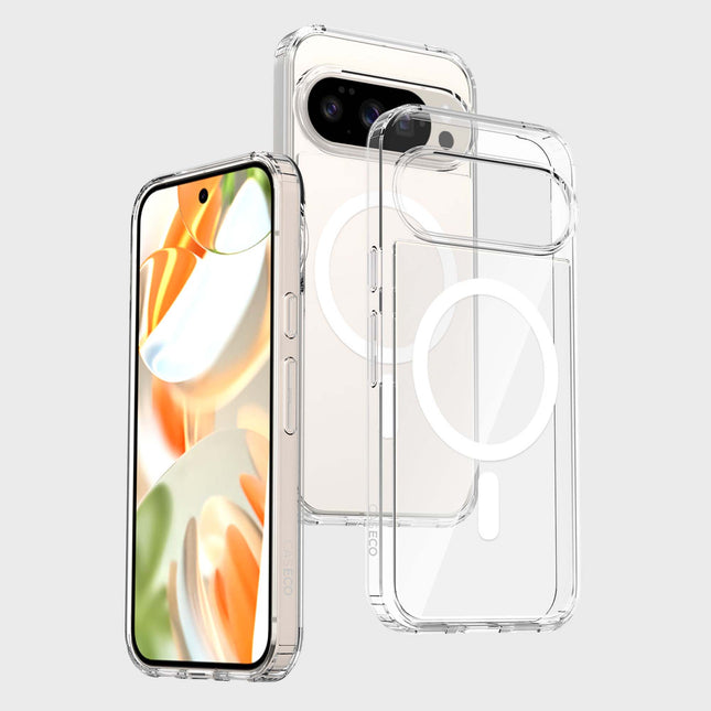 Google Pixel 10 Pro XL - Pack de démarrage Étui transparent Fremont, verre trempé, chargeur mural double port 30W