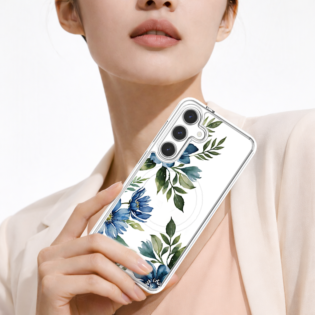 Motif floral bleu - Samsung S26