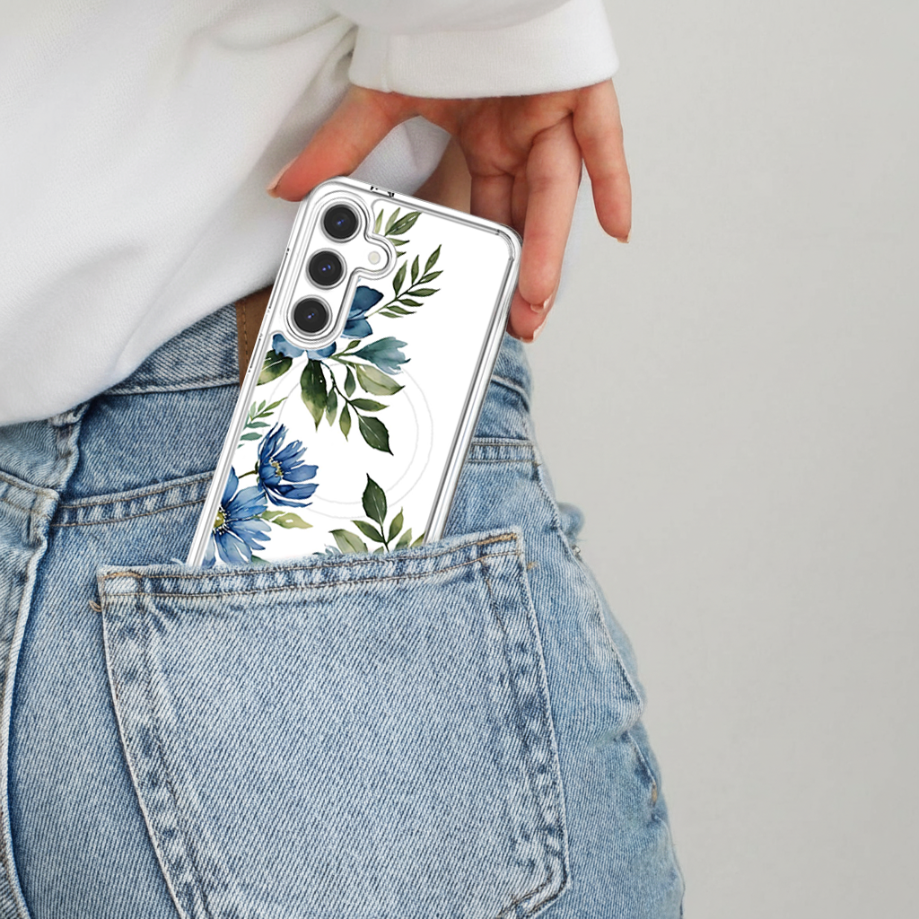 Motif floral bleu - Samsung S26