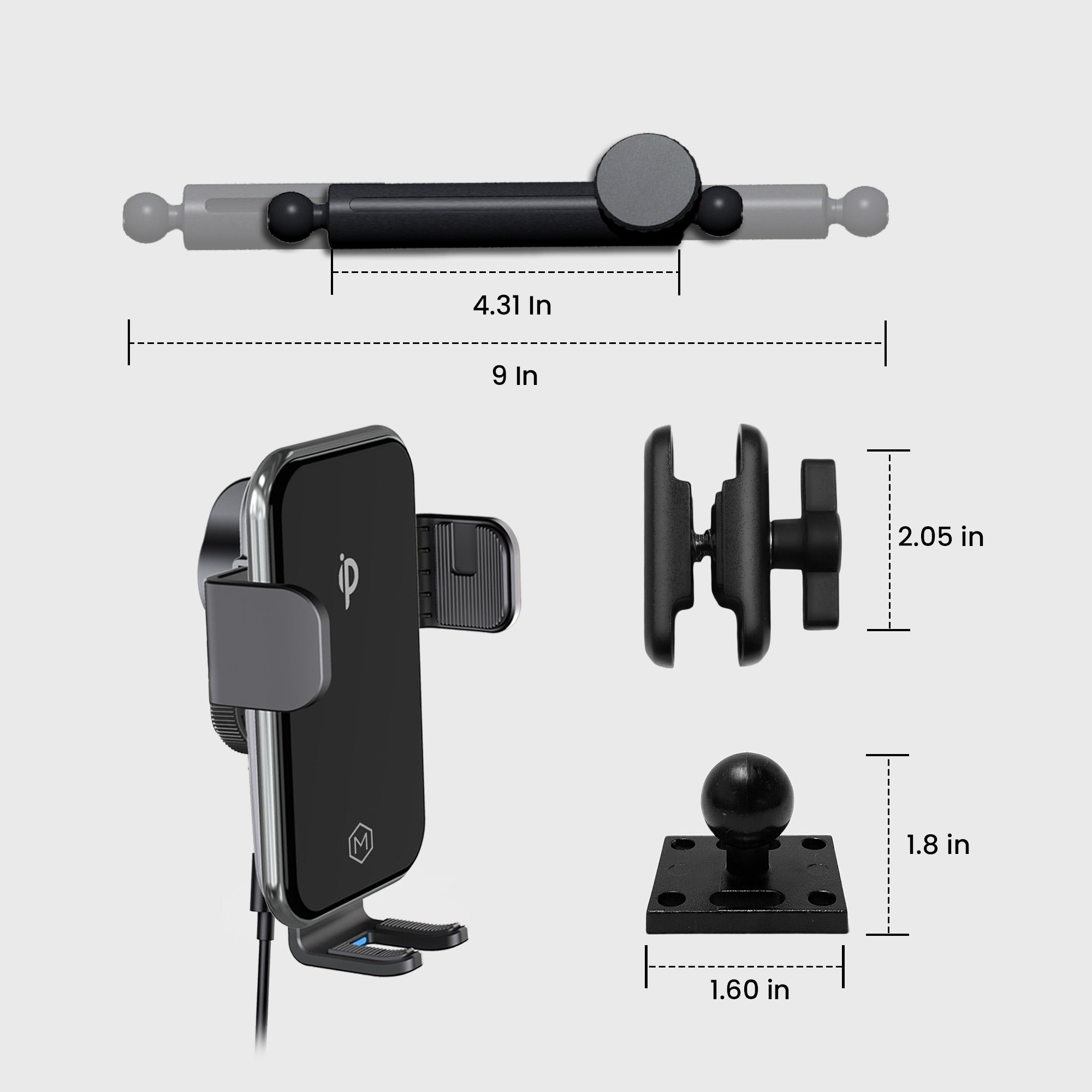 Chargeur de voiture sans fil Mighty Mount Heavy Duty Rugged 15 W à fixation automatique