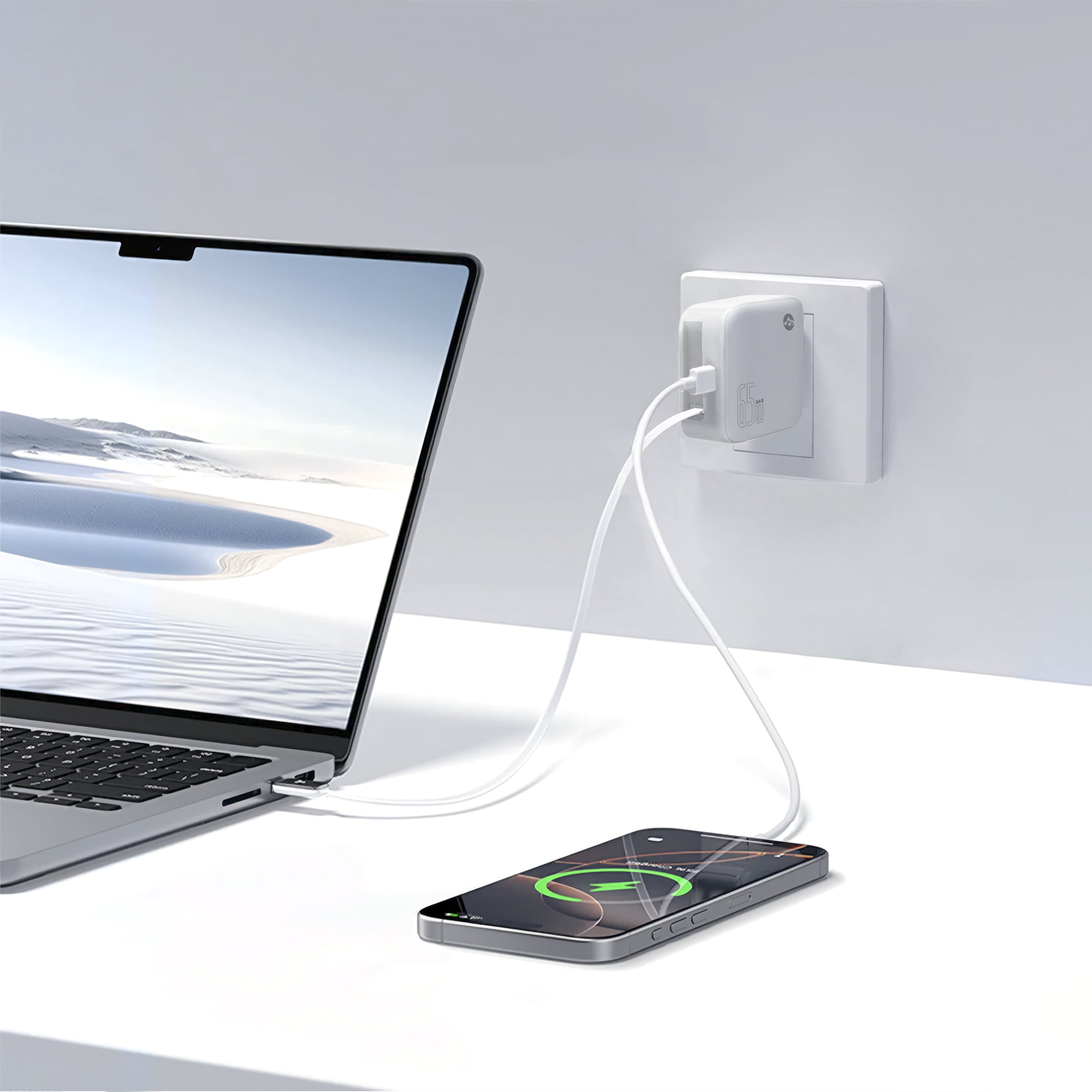 Chargeur mural pliable Mighty Mount Retract 65 W avec câble USB-C intégré de 100 W