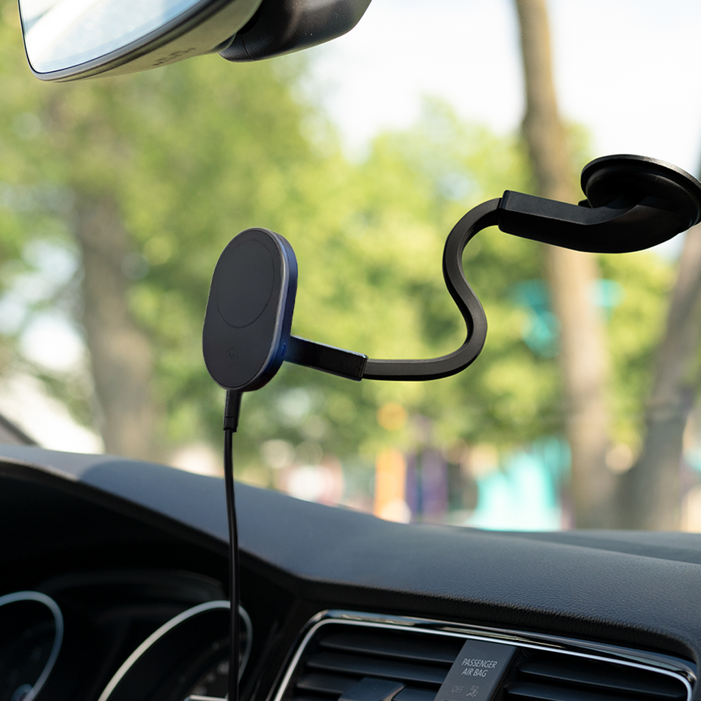 Support à col de cygne pour chargeur de voiture sans fil MagSafe Mighty Mount