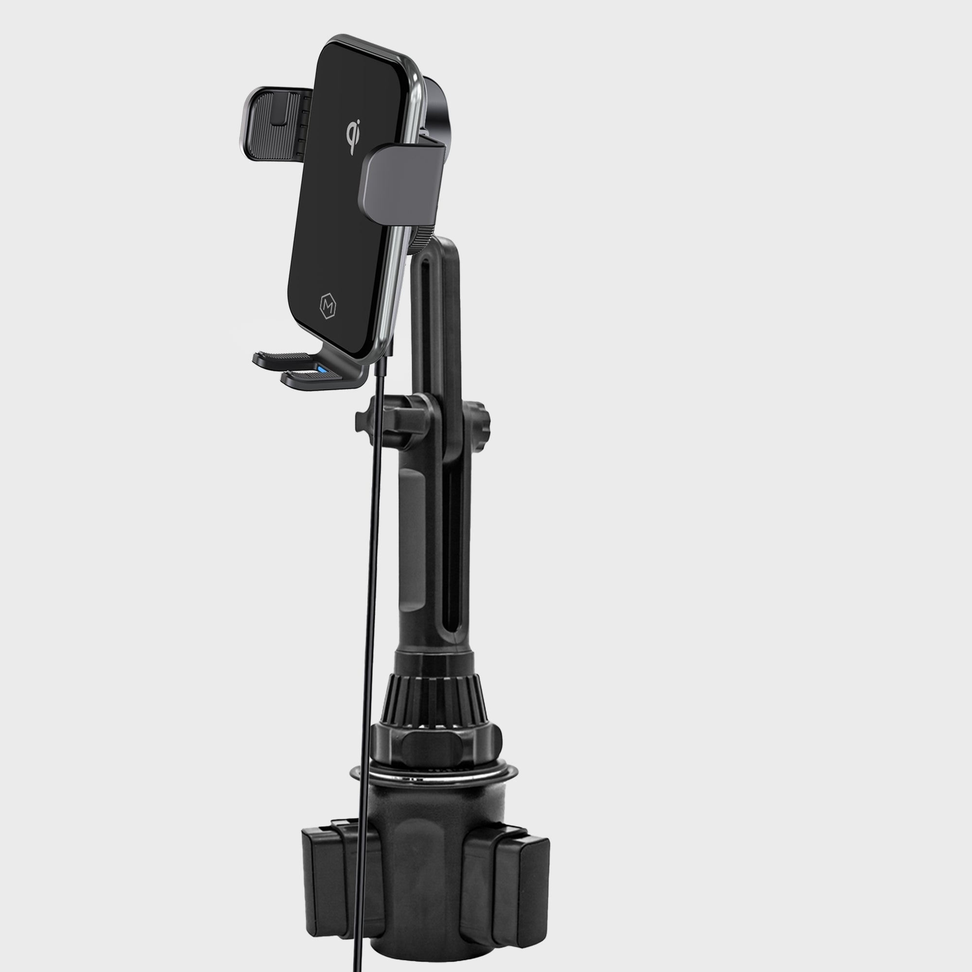 Chargeur de voiture sans fil rapide Mighty Mount Auto Grip avec support pour téléphone pour porte-gobelet, certifié Qi