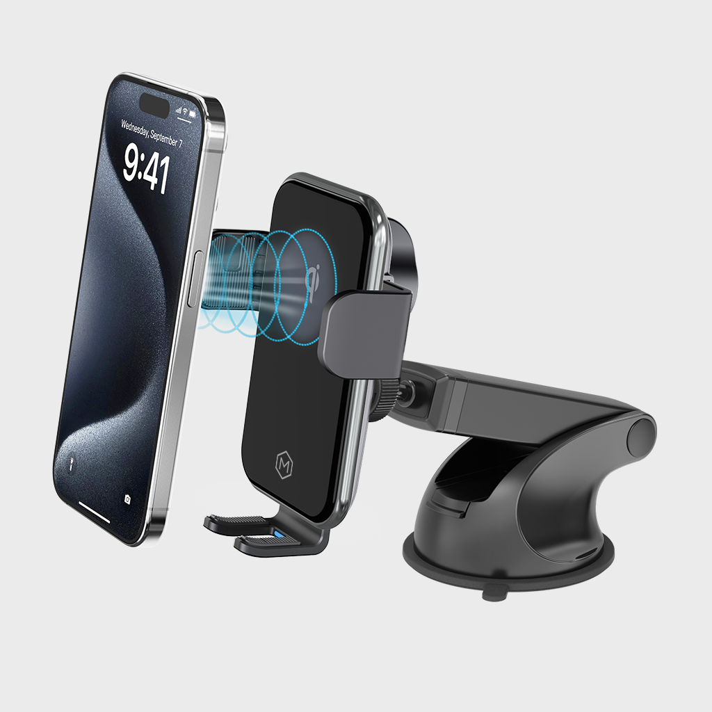 Support de recharge sans fil rapide pour voiture Mighty Mount Auto Grip avec ventouse télescopique, certifié Qi