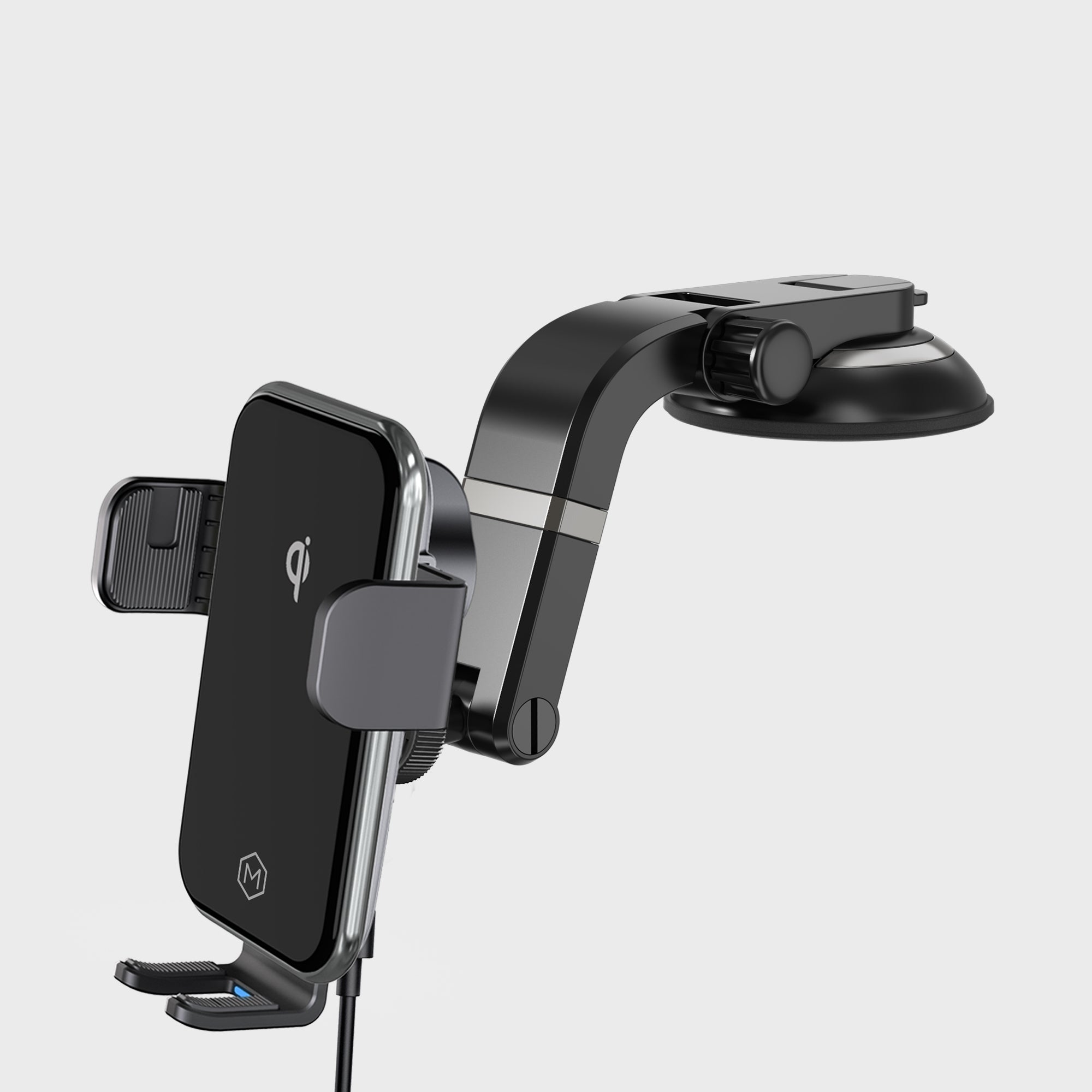 Chargeur de voiture sans fil rapide Mighty Mount Auto Grip avec support à ventouse multi-angles, certifié Qi