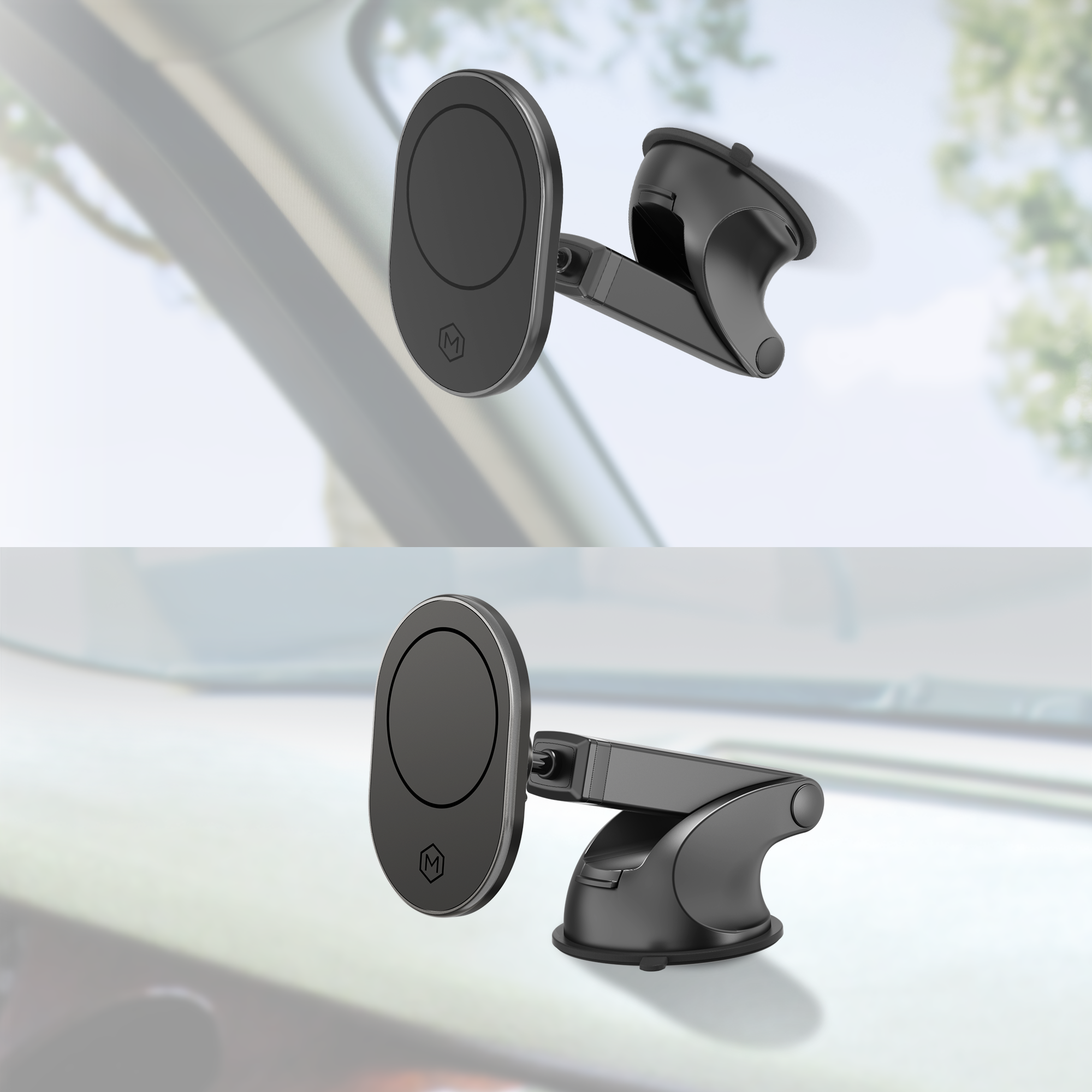 Support magnétique MagSafe combiné avec grille d'aération et base pour tableau de bord