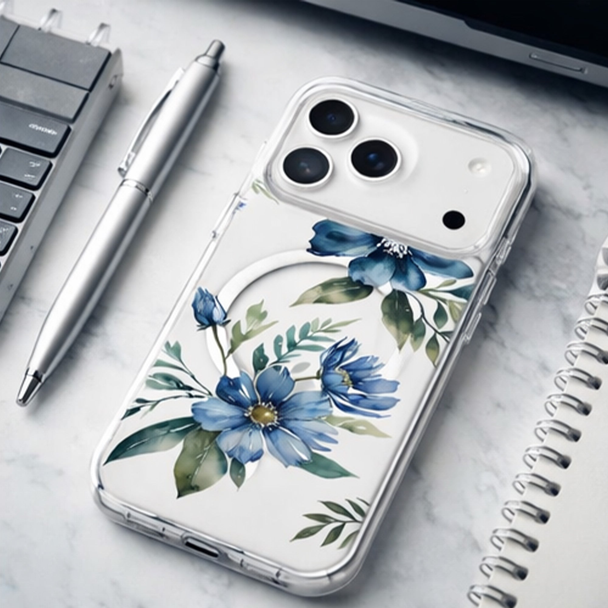 Bleu Floral - iPhone 17 Pro