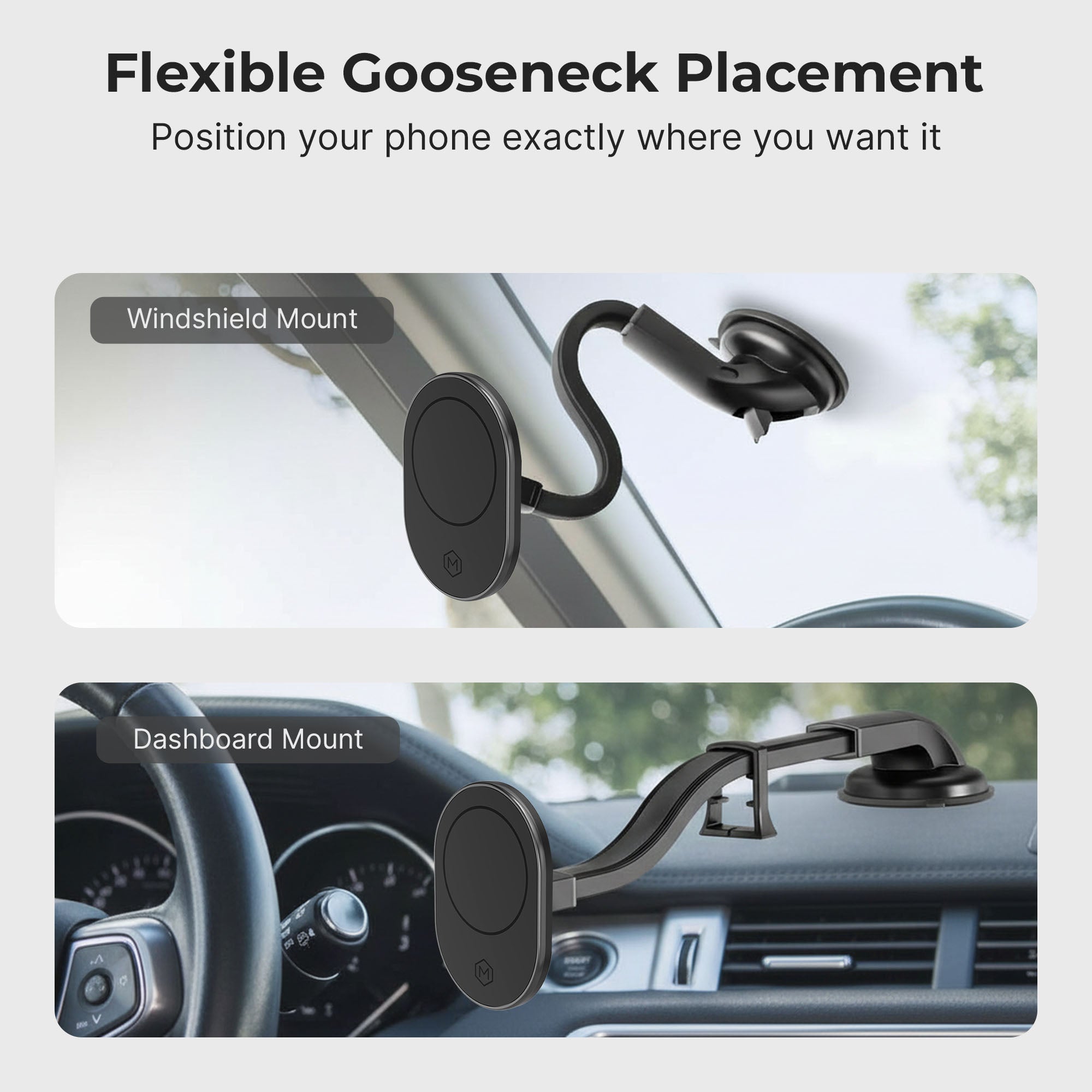 Support magnétique pour voiture Mighty Mount à col de cygne avec MagSafe