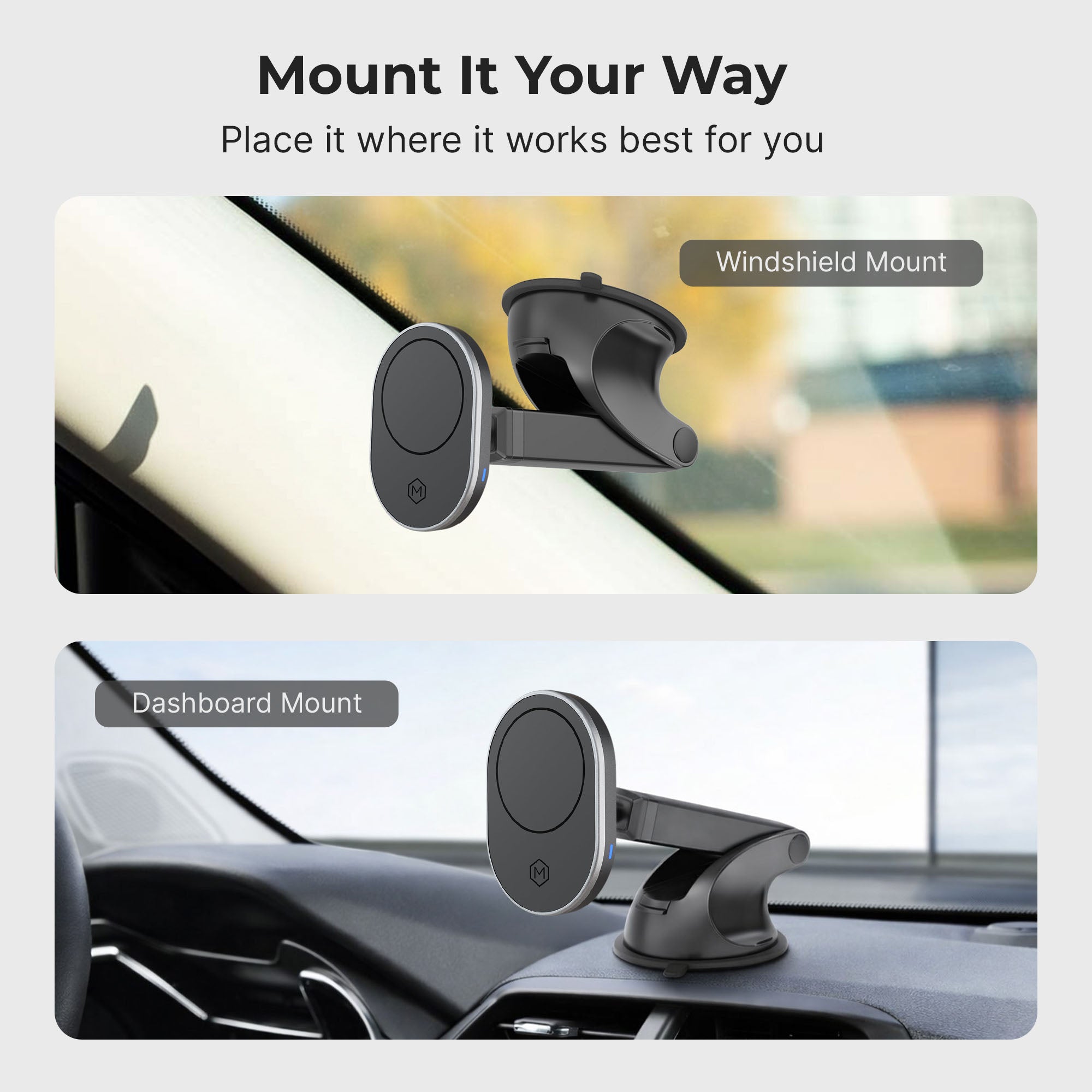 Support de tableau de bord avec chargeur sans fil MagSafe pour voiture « Mighty Mount »