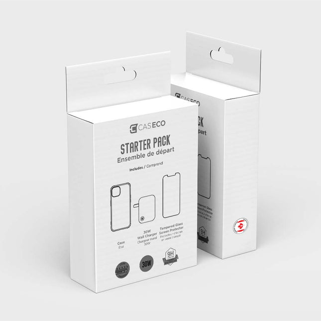 iPhone 16 - Pack de démarrage Fremont Clear Case, verre trempé, chargeur mural 30W à double port