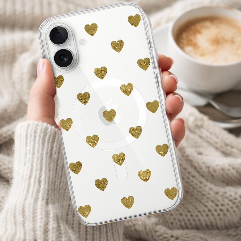 Coeurs en prune d'or - iPhone 16
