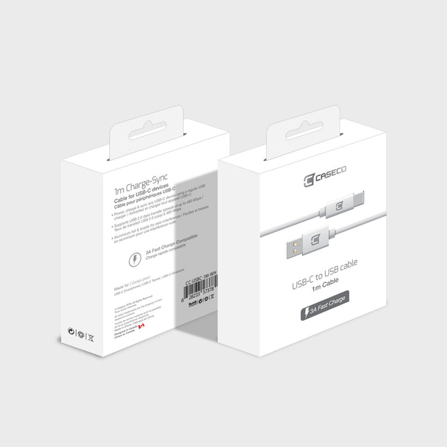 Câble USB A Type C 15 watts - 1 mètre - blanc