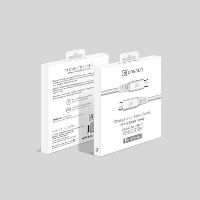 Câble USB C à USB C 100 watts - 1 mètre - blanc