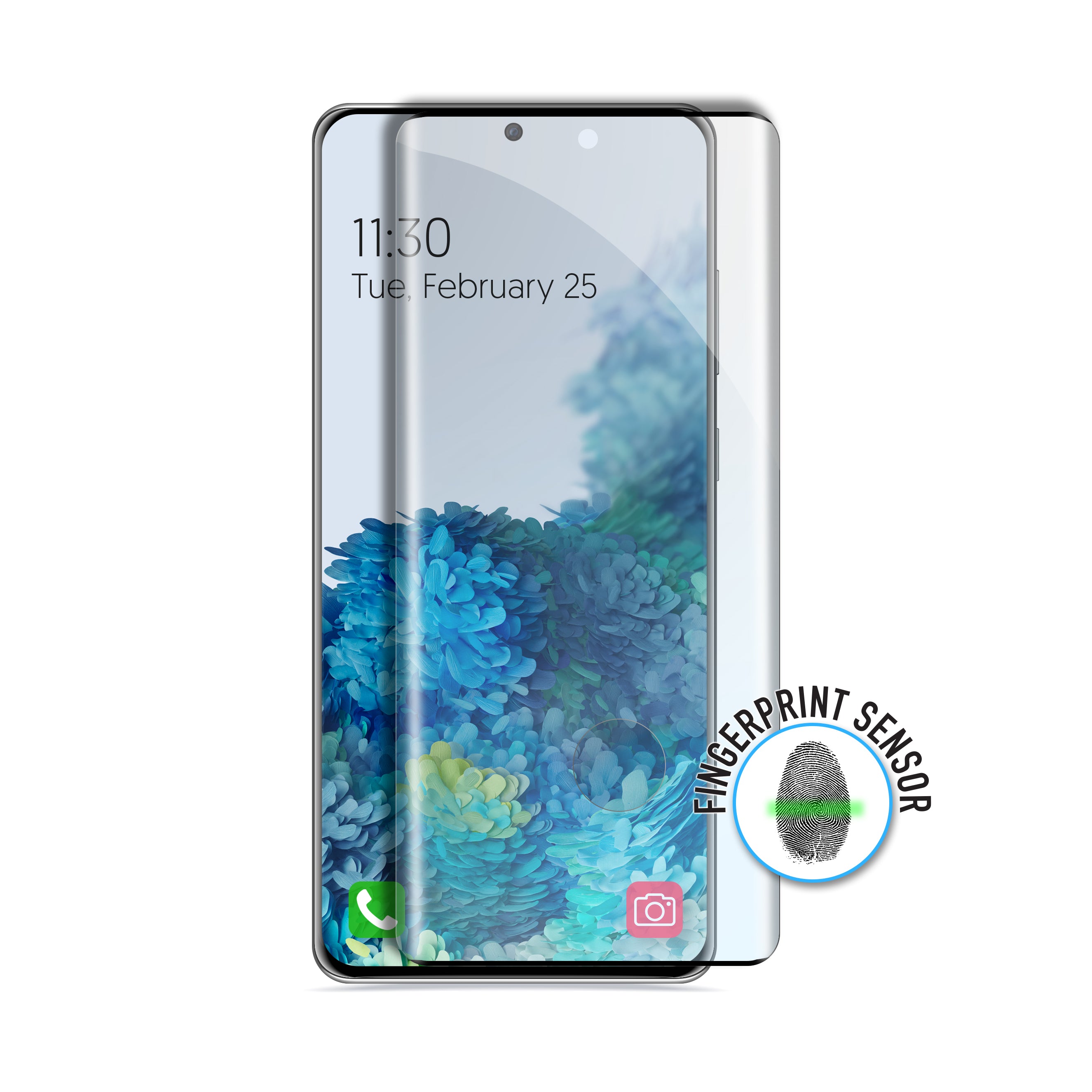 Samsung Galaxy S20 Plus - Verre trempé à collage latéral incurvé, adapté à l'étui.