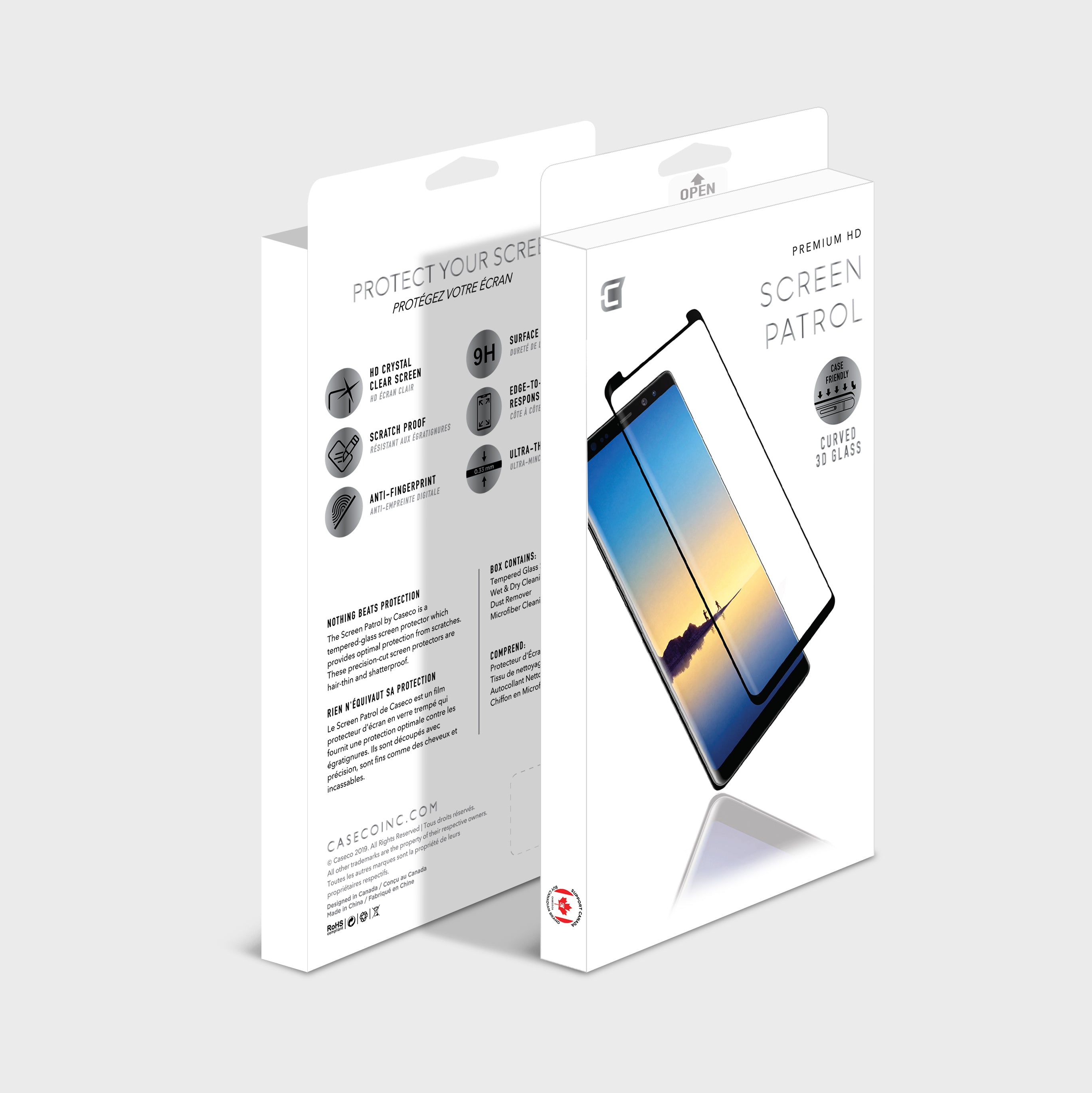 Samsung Galaxy S9 - Verre trempé à collage latéral incurvé adapté à l'étui (BULK ONLY)