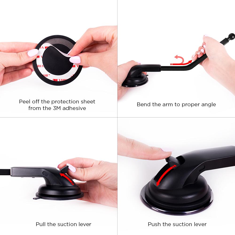 Support de téléphone pour tableau de bord Mighty Mount Simpl Touch à col de cygne flexible