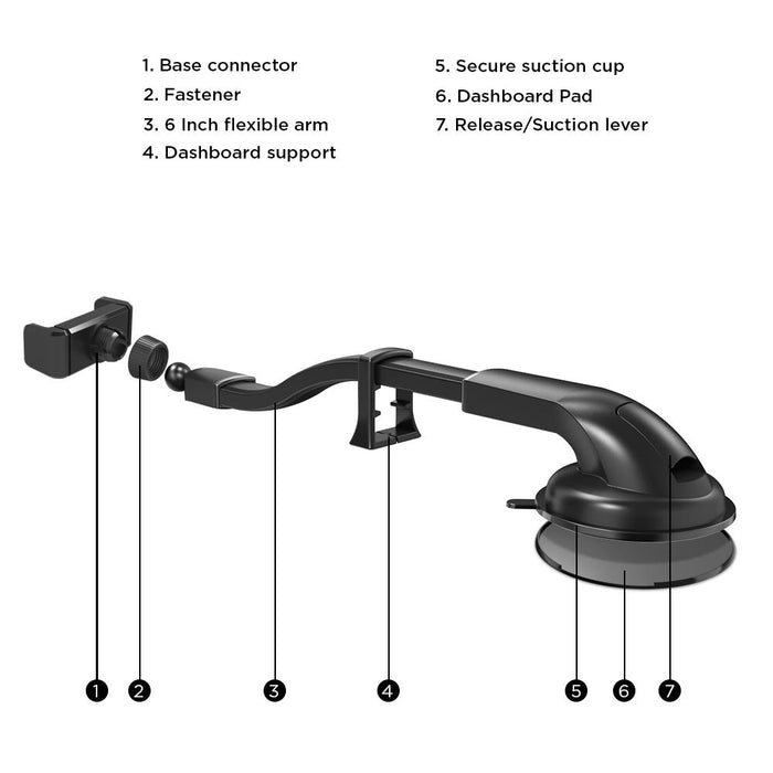 Simpl Grip - Support flexible à col de cygne pour tableau de bord et pare-brise