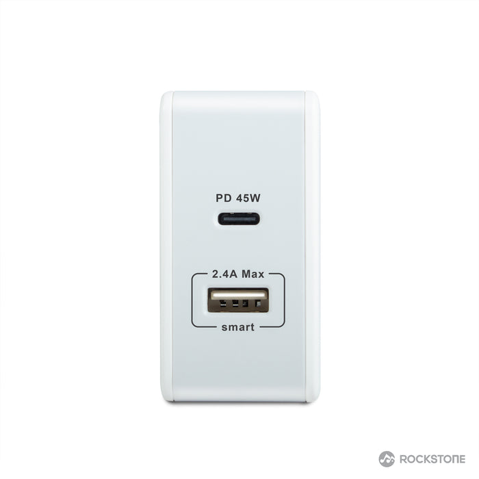 Chargeur mural Power Delivery PD45 avec port USB 2,4A