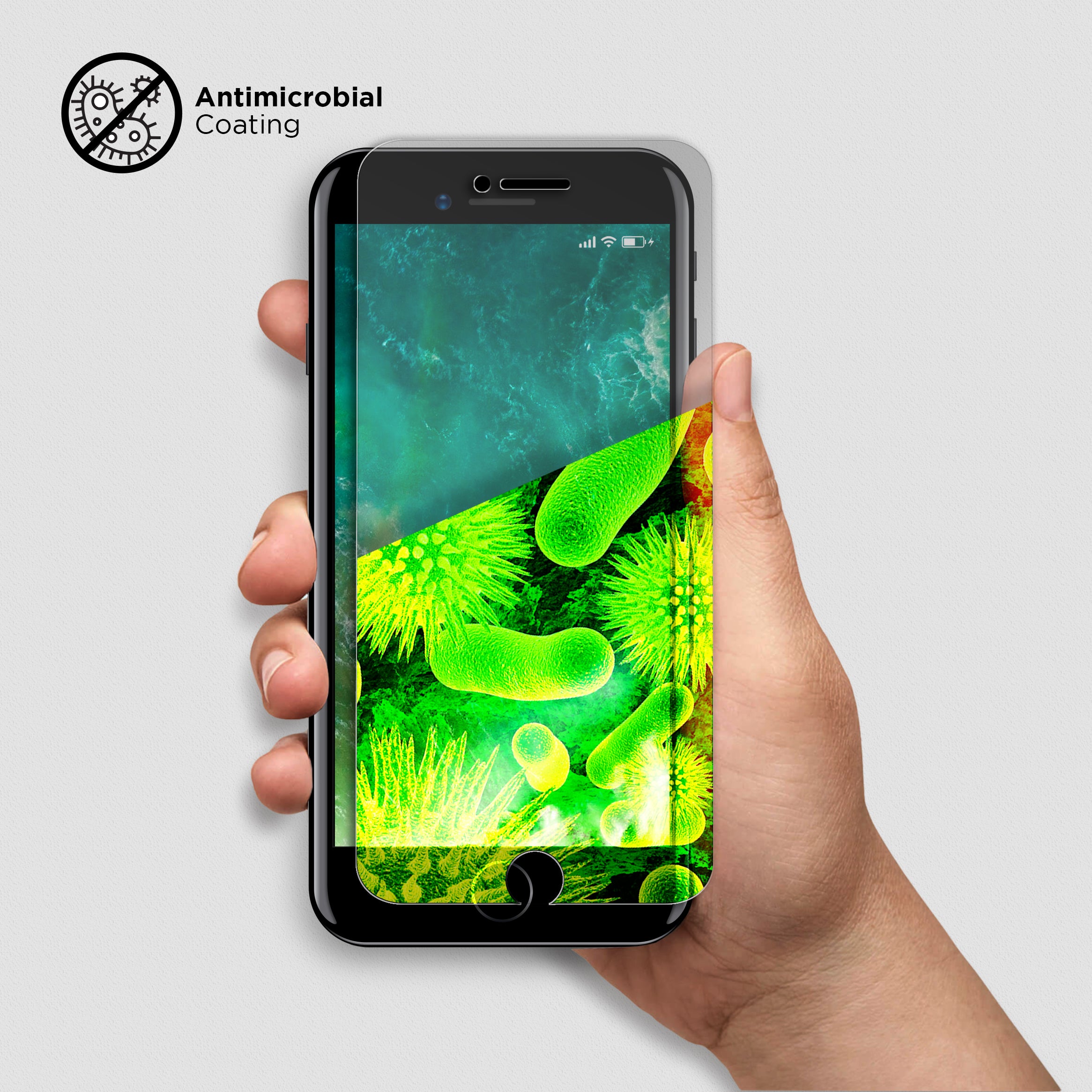 Protection d'écran en verre antimicrobien pour iPhone ( SE 2020 / SE 2022 / 7 / 8)