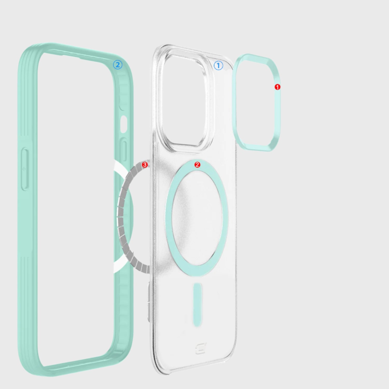 Fremont Grip Frost Clear Back avec appareil photo et anneau Magsafe assortis - Sarcelle
