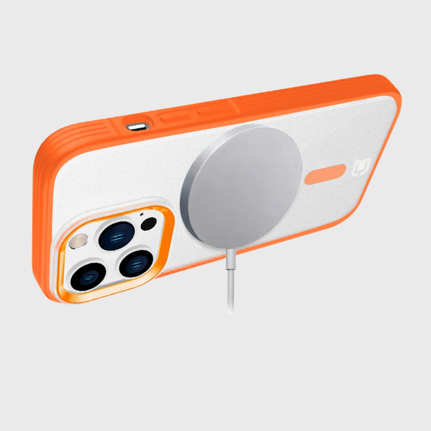 Fremont Grip Frost Clear Back avec caméra assortie et anneau Magsafe - Orange